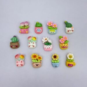 Conjunto de ímãs de geladeira - 12 mini ímãs pequenos com tema de vaso de flores, acessórios magnéticos fofos para geladeira, notas, fotos e organização de pequenas decorações ímãs de cozinha
