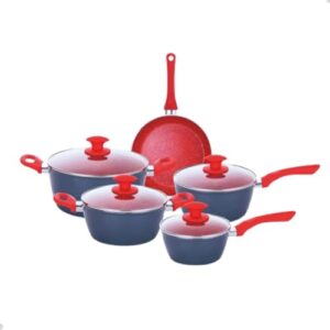 Conjunto de Panelas Antiaderente 5 Peças Cerâmica Com Indução Tampa de Vidro 3,7mm