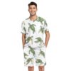 Conjunto de pijama masculino branco com tartarugas marinhas verdes aquarela, manga curta, shorts de dormir para adultos, conjuntos de pijama, Aquarela, tartarugas marinhas verdes brancas, P