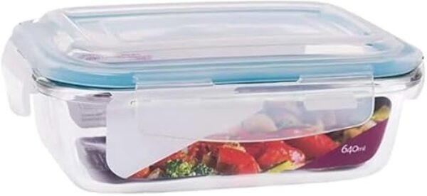 Conjunto de Potes Herméticos de Vidro, Tampa com Trava, Recipientes para Armazenamento de Alimentos, Retangular, Transparente (4)