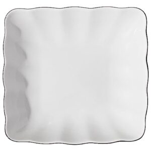 Conjunto de pratos de jantar brancos de 4/6 | Conjunto de pratos quadrados de salada de macarrão de 20 cm, prato de almoço - pratos de porcelana - seguro para lava-louças, micro-ondas e forno