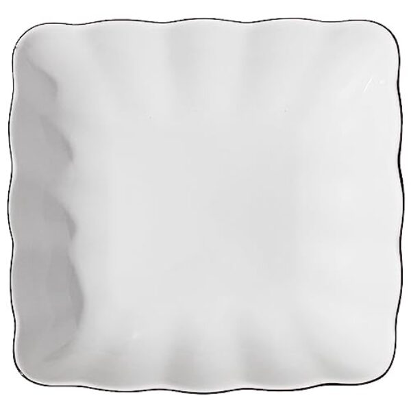 Conjunto de pratos de jantar brancos de 4/6 | Conjunto de pratos quadrados de salada de macarrão de 20 cm, prato de almoço - pratos de porcelana - seguro para lava-louças, micro-ondas e forno