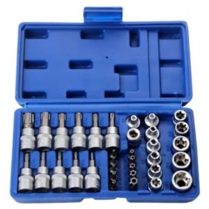 Conjunto de Soquetes Torx 34 Peças Macho/Fêmea + Maleta com Estojo - Compatível com Profissionais