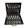 Conjunto de Talheres Inox 24 Peças, Maleta Preta de Armazenamento, Garfos e Colheres para Cozinha, Uso Manual, Lavar à Mão ou Lava-Louças