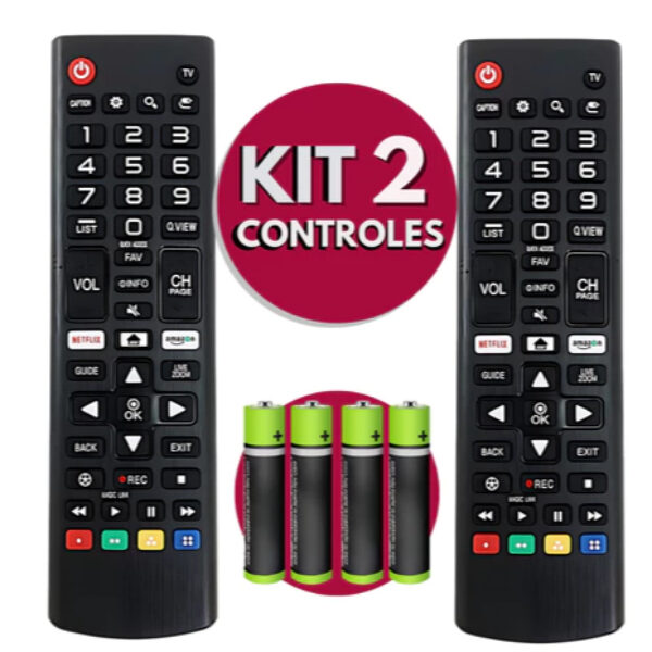 Controle LG KIT 2 CONTROLES TV LG Compatível Genérico Com Smart 4K LED LCD 24 32 40 43 50 60 Polegadas Controle LG