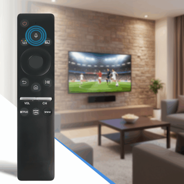Controle Remoto por Voz para TV Samsung Smart TV QLED UHD Curva 4K 8K Série Q60 Q70 Q80 Q90 TU8000 AU8000 CU7000 CU8000