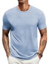 COOFANDY Camisetas masculinas de manga curta, gola redonda, leve, casual, verão, básicas, Azul claro, M