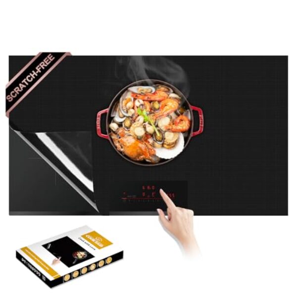 Cook's Aid Capa protetora de fogão de indução de silicone recentemente atualizada 51.3 cm x 78.0 cm (magnético) | 300°C (300.0 °C) resistente ao calor | Compatível com Power Boost | Evita que a panela