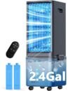COOLECH Ar condicionado sem janelas com 4 modos e 3 velocidades, alerta sem água, tanque de 2,4 galões para resfriamento de 20H, temporizador de 12H, controle remoto de 20 m, refrigerador de ar