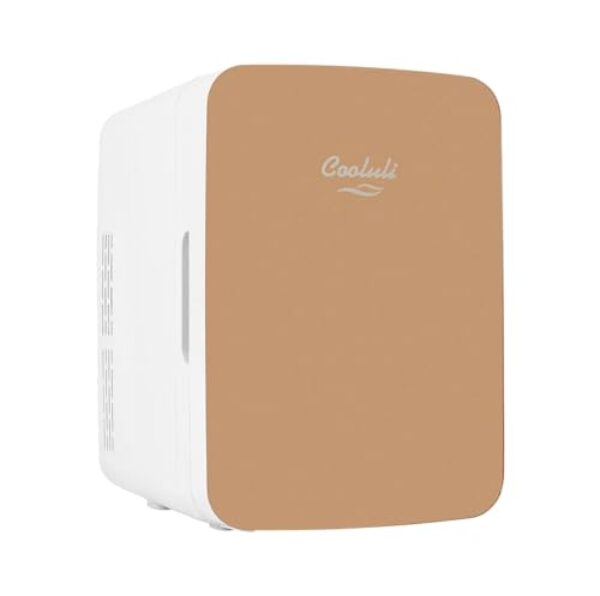 Cooluli Mini geladeira de 10 L para quarto - carro, mesa de escritório e dormitório universitário - aquecedor portátil de 12 V, alimentos, bebidas, cuidados com a pele, maquiagem de beleza - Geladeira