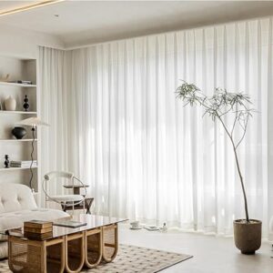 Cortinas Brancas Transparentes, Leves E Elegantes, Com Filtragem De Luz Para Cozinha, Quarto, Sala De Estar Infantil, White, 200 x 180 cm(H x W)