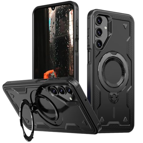 COTDINFOR Capa magnética para Samsung Galaxy A56 5G com suporte [compatível com MagSafe] Capa de telefone fina para Samsung Galaxy A56 5G preta TH