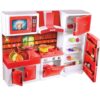 Cozinha de Brinquedo Infantil com Geladeira,Faz de Conta e Casinha, Armário, Fogão e Coifa, Conjuntos de Cozinha de Brinquedo - Vermelha