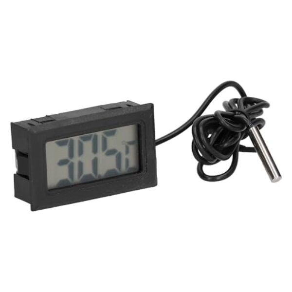 Cryfokt Medidor Eletrônico Digital de Temperatura Sonda de Termômetro LCD Preto para Amplo Uso Em Refrigeradores, Condicionadores de Ar para Detecção de Temperatura de água Em Automóveis ABS/Preto