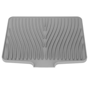 Cryfokt Tapete de Secagem de Prato Resistente Ao Calor de Silicone, Drenagem Rápida, Evita Deslizamento para Pratos de Cozinha, Frutas, Legumes (1 X Tapete de Secagem de ) (Cinza)