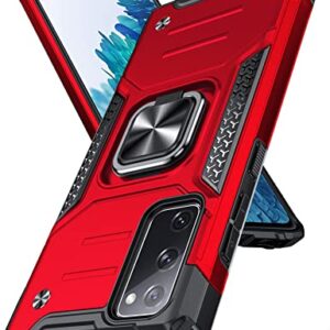 DASFOND Capa para Galaxy S20 FE 4G/5G, capa protetora de nível militar com suporte de anel de metal aprimorado [suporte magnético] compatível com Samsung Galaxy S20 FE, vermelha