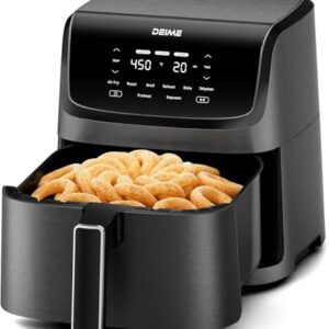 DEIME Air Fryer 7,2 QT 1700 W, forno sem óleo, fritadeiras de ar saudável, grande capacidade com 8 predefinições, tela LCD sensível ao toque, cozimento personalizável, cesta antiaderente (preto)