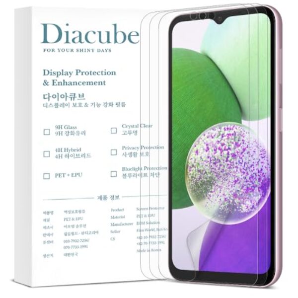 Diacube [Pacote com 3 para Samsung Galaxy A24, protetor de tela fosco antirreflexo [suporta desbloqueio de impressões digitais], antiimpressões digitais, cobertura total, fácil instalação sem bolhas