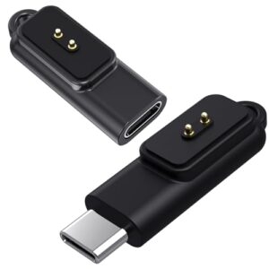 Disscool Base de carregamento de substituição compatível com Xiaomi Band 10/10 NFC/9/9 Pro/8 Active/8 Pro/Band 2, adaptador de suporte de carregador de smartwatch tipo C macho para Famale (preto/2