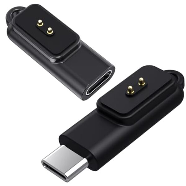 Disscool Base de carregamento de substituição compatível com Xiaomi Band 10/10 NFC/9/9 Pro/8 Active/8 Pro/Band 2, adaptador de suporte de carregador de smartwatch tipo C macho para Famale (preto/2