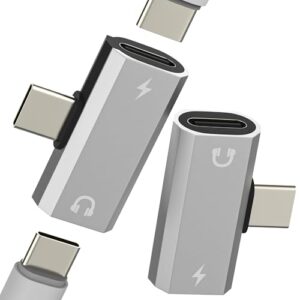 Divisor USB C para fone de ouvido (pacote com 2) para iPhone 17 16 15 Pro Max Dual Type C adaptador de cabo conversor de carregamento auxiliar carregador de áudio porta fêmea para Apple para iPad