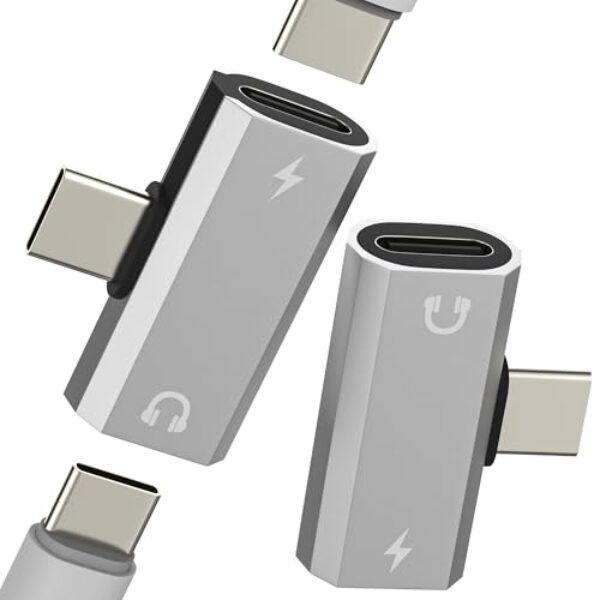 Divisor USB C para fone de ouvido (pacote com 2) para iPhone 17 16 15 Pro Max Dual Type C adaptador de cabo conversor de carregamento auxiliar carregador de áudio porta fêmea para Apple para iPad