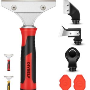 DIYSELF Raspador de lâmina de barbear 4 em 1, ferramenta de calafetagem, raspador para limpeza de chuveiro, vidro, fogão, azulejo, argamassa, ferramenta de remoção de calafetagem para banheiro