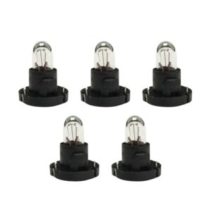 Dogary Lâmpadas de painel de carro DB1601 T4 de 5 peças, indicador responsivo de alto brilho com topo plano, lâmpada de halogênio de cunha antivibração Plug and Play, luz de interruptor de controle