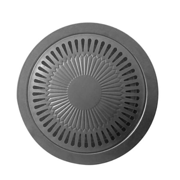Domary Panela Coreana para Churrasqueira, Fogão Redondo de Ferro para Churrasco Com Bandeja de óleo, Fácil de Limpar e Usar Panela Interna para Churrasco Ao Ar Livre para Família,
