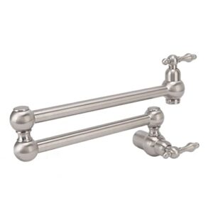 Domary Torneira Dobrável Giratória de 360°, Torneira de Cozinha Montada na Parede de Cobre, Torneira de Pia Fria única, Torneira de água Dobrável, Durável, Fácil de Limpar, Estilo (Escovada)