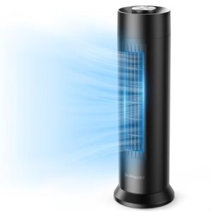 DR.PREPARE Ventilador de torre, ventilador de mesa silencioso de 28 dB, 3 velocidades, oscilação de 80°, design removível lavável sem lâminas, ventilador de mesa portátil de 40 cm para quarto, casa