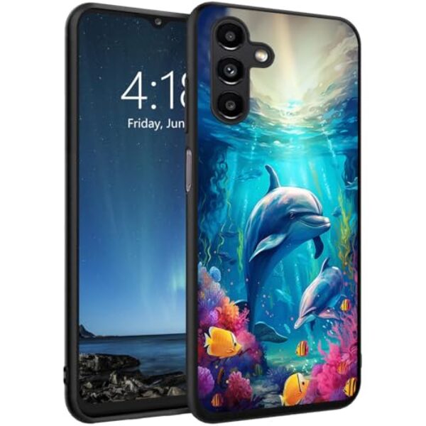 DSRGRGFDJ Capa projetada para Samsung Galaxy A17 5G de 6,7 polegadas, capa de silicone ultrafina, antiarranhões e à prova de choque - Golfinho fofo