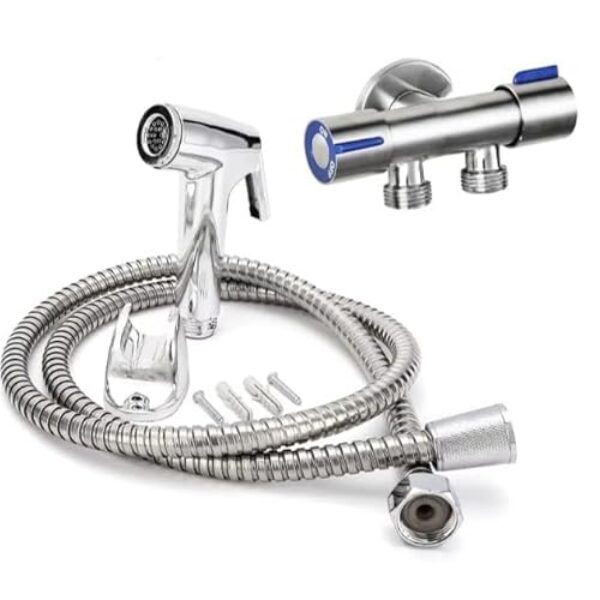 Ducha Higiênica Com Registro Com Dupla Saída De Água Inox Bidê Chuveirinho