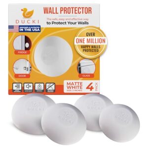 Ducki Protetores de parede - 4 brancos foscos - solução autoadesiva e reutilizável para impedir danos na parede e ruído de portas, geladeira e muito mais em sua casa ou escritório - Durável
