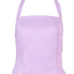 EELOTILE Blusa feminina sem mangas, costas nuas, gola quadrada, amarrada, frente única, camisetas de linho, Roxa, G