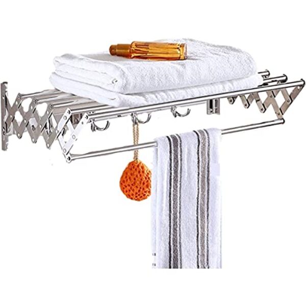 EESCZVGBDX Rack de secagem de lavanderia Airer Toalheiro retrátil montado na parede Rack de secagem de roupas Dobrável Interior Exterior Economia de Espaço Secador de Parede Extensível Elegante de Luz
