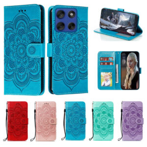 Emboss Flor Couro Caso De Telefone Para Motorola Moto G56 5G G86 5G Power Datura Carteira Flip Book Capa Funda