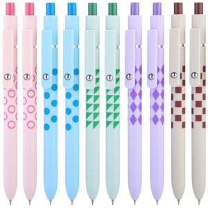 Epakh Canetas de gel, 10 canetas esferográficas estéticas retráteis de 0,5 mm de secagem rápida, tinta preta, ponta fina, para escritório, material escolar, mulheres, homens, presentes (multicoloridas