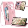 Ephoou Capa carteira para Xiaomi Redmi A5 com porta-cartões e bolso com zíper, capa flip de couro PU à prova de choque com alça de pulso e suporte e fecho magnético para Redmi A5 4G SZY-rosa