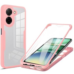 Ephoou Capa transparente para Xiaomi Redmi A5 4G 171 mm/Poco C71 com protetor de tela, camada dupla, à prova de choque, à prova de poeira, tudo incluído, capa para Redmi A5 4G QB-Rosa