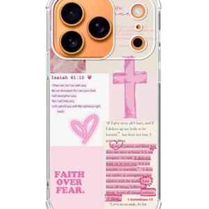 Eurdosmk Capa de telefone cristã rosa compatível com iPhone 17 Pro Max, Faith Love Jesus Cross capa de telefone para iPhone 17 Pro Max