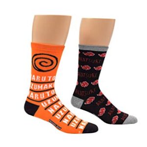 Everything Legwear Meias Naruto Shippuden Crew (2 pares) – Hidden Leaf Village, Akatsuki – Tamanho único