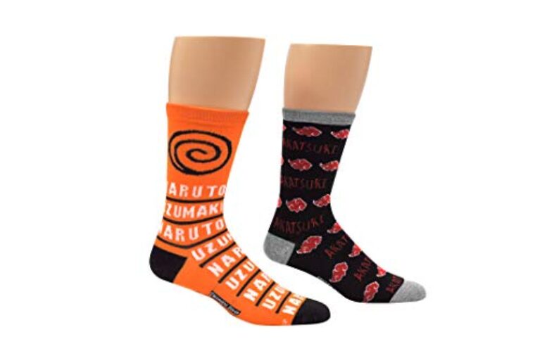 Everything Legwear Meias Naruto Shippuden Crew (2 pares) – Hidden Leaf Village, Akatsuki – Tamanho único