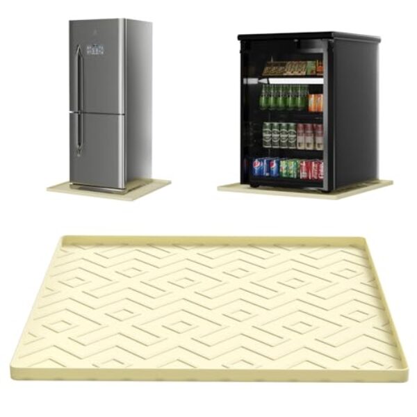 EWX Tapete de silicone para mini geladeira 50 x 50 cm – tapetes de geladeira, almofada protetora antiderrapante à prova d'água para máquina de lavar, secadora, lava-louças e refrigerador de vinho