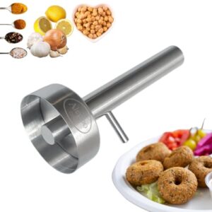 Falafel Maker Press Donut Shape (com furo) Aço inoxidável Qualidade Premium Ferramenta de cozinha profissional Oriente Médio Meatball molde colher 2,3 polegadas (5,5 cm) diâmetro (1)