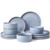 Famiware Conjunto de pratos e tigelas Annecy, conjunto de 12 peças de louça, para micro-ondas e lava-louças, para 4, resistente a lascas e arranhões, azul reativo