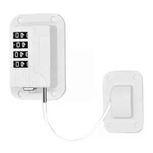 Fechaduras de geladeira brancas com combinação – 4 travas de janela de segurança com código, sem necessidade de furadeira para fácil instalação