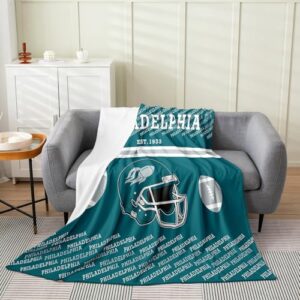 Feelyou Cobertor de pelúcia de futebol americano, cobertor de flanela Philadelphia, 101,6 x 127 cm, presente de cidade de futebol para todas as estações, para sofá-cama, sofá, decoração de quarto