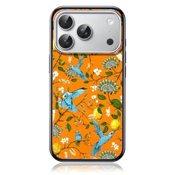 FEWGEY Capa de telefone para iPhone 17 Pro Max compatível com Magsafe, design de pássaros fofos comem árvores frutíferas, à prova de choque, proteção resistente para mulheres, homens, meninas, meninos