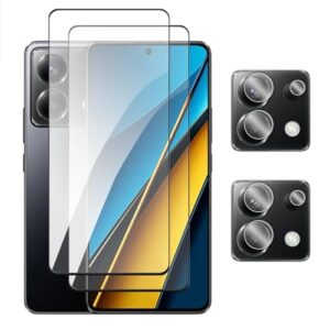 filme protetor de tela com cola de tela Para POCO X3 X4 GT X5 X6 X6 Pro 5G, 4 em 1 Termo Temperado 2.5D com cola de cobertura completa